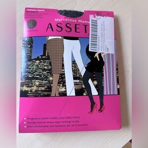 Spanx Marvelous Mama Assets by Blakely BLACK Maternity Opaque Stripe Tights sz 3